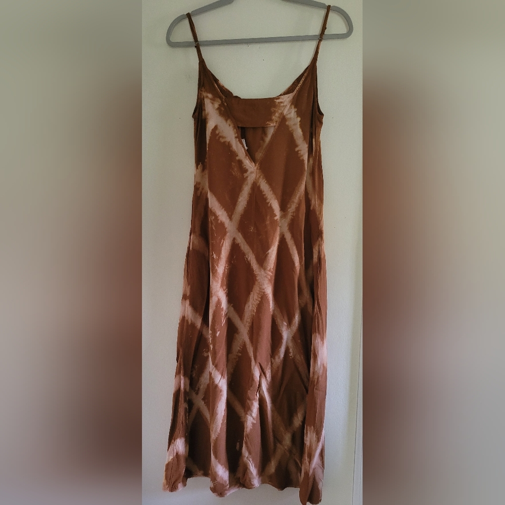 Anthropologie The Odells Brown Tie Dye Boho Beach Casual Morgana Midi Dress XS - Picture 10 of 11